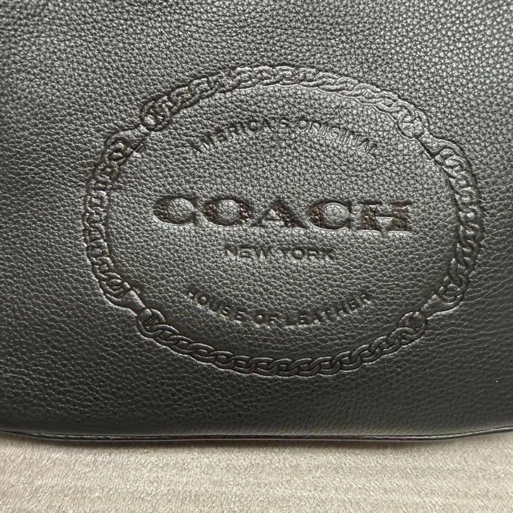 COACH Heritage Teri Hobo Black Pebbled Leather Shoulder Bag - Picture 4 of 11